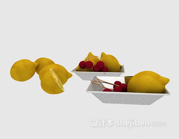 设计本柠檬水果3d模型下载
