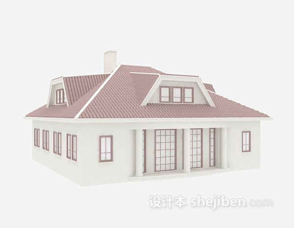 免费紫色别墅3d模型下载