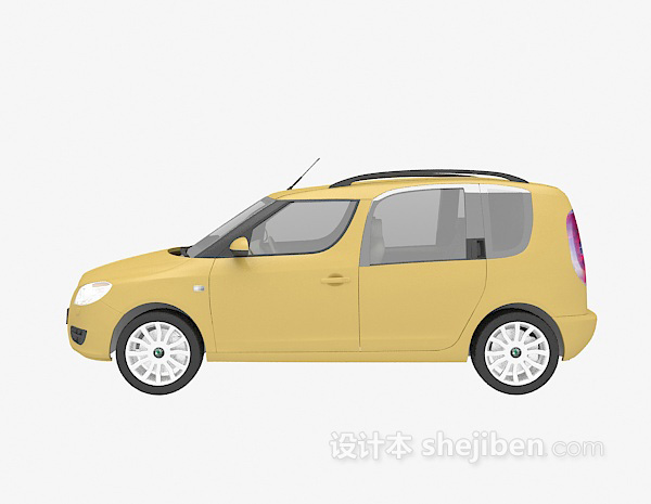 现代风格黄色汽车免费3d模型下载