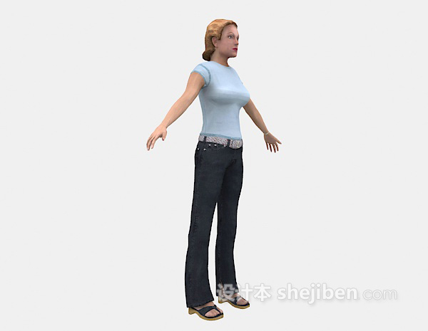 现代风格站姿的女人3d模型下载