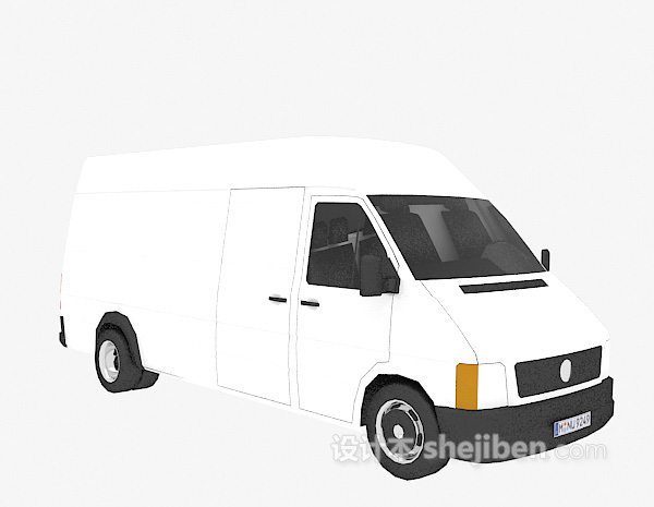 设计本白色大面包车的3d模型下载