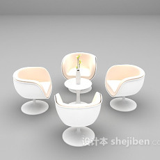 白色桌椅组合大全3d模型下载