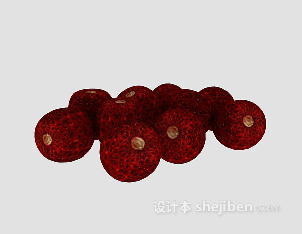 现代风格草莓水果3d模型下载