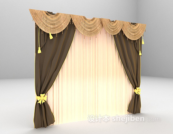 设计本优雅欧式窗帘3d模型下载