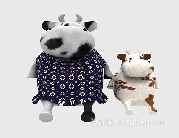 奶牛玩偶3d模型下载