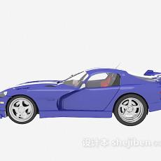 蓝色跑车3d模型下载