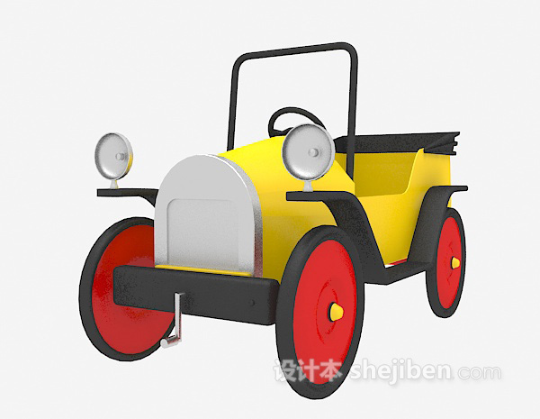 免费黄色玩具汽车3d模型下载