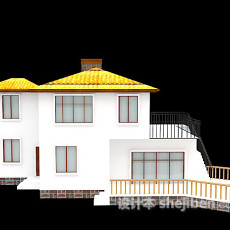 白色的别墅3d模型下载