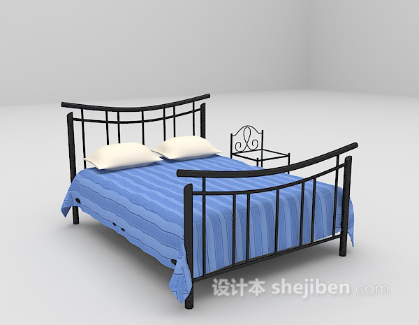 设计本欧式铁床max床3d模型下载