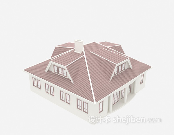 欧式风格紫色别墅3d模型下载