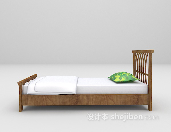 现代风格木质床推荐3d模型下载