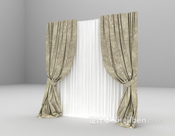 免费现代风格窗帘3d模型下载