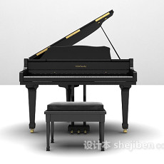 黑色钢琴3d模型下载