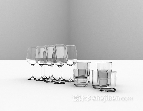 设计本玻璃酒杯3d模型下载