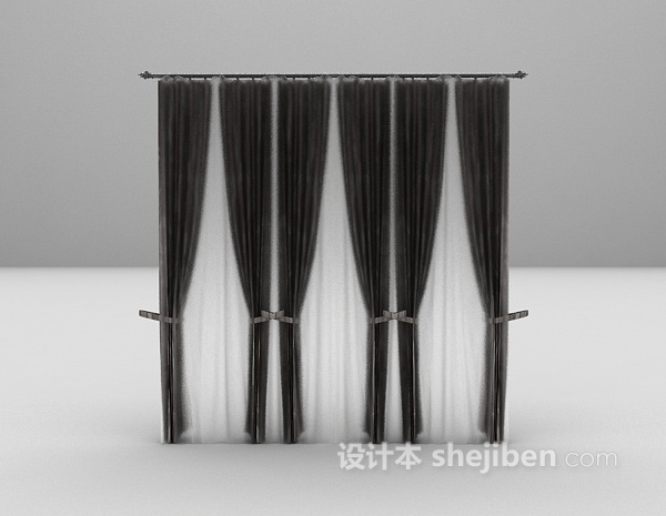 黑色现代窗帘3d模型下载