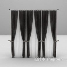 黑色现代窗帘3d模型下载