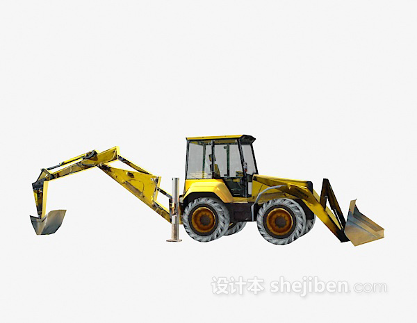 设计本黄色挖掘机3d模型下载
