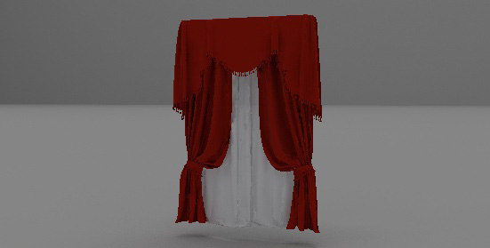 免费红色欧式窗帘3d模型下载