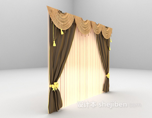 欧式风格优雅欧式窗帘3d模型下载