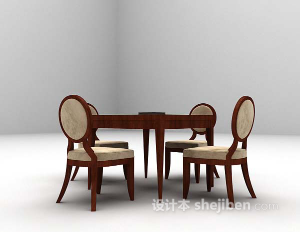 设计本棕色桌椅欣赏3d模型下载