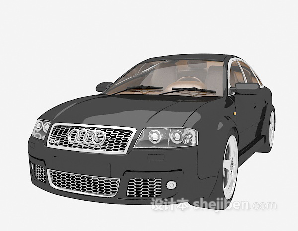 免费黑色轿车3d模型下载