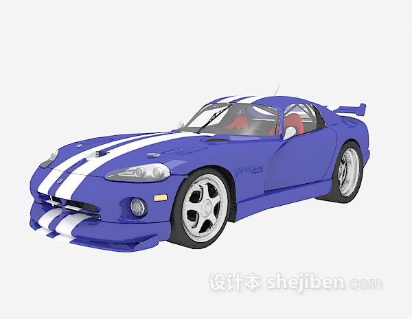 现代风格蓝色跑车3d模型下载