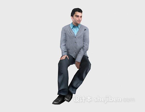 现代风格坐着的男士3d模型下载
