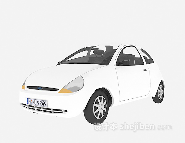 免费白色小车辆3d模型下载
