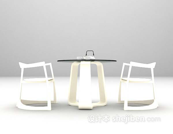 白色桌椅组合3d模型大全
