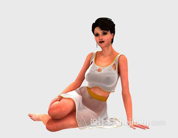 免费白衣性感美女3d模型下载