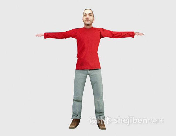 现代风格红色衣服你男人3d模型下载