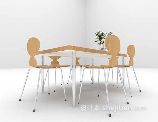 现代风格现代灰色桌椅组合3d模型下载