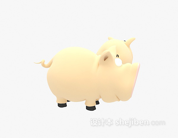 设计本儿童动物玩具河马3d模型下载