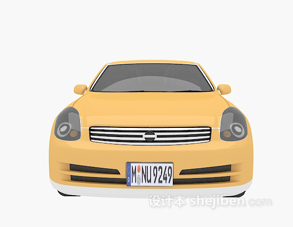 黄色汽车模型3d模型下载