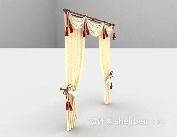 中式风格窗帘欣赏3d模型下载