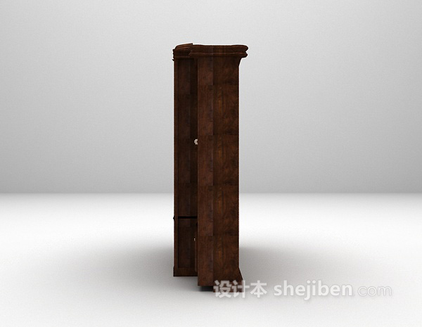 欧式风格棕色木质书柜3d模型下载