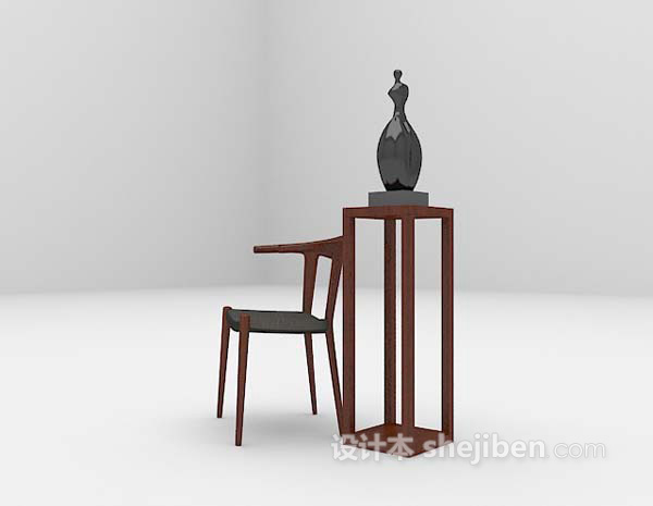 免费新中式单椅雕塑架3d模型下载