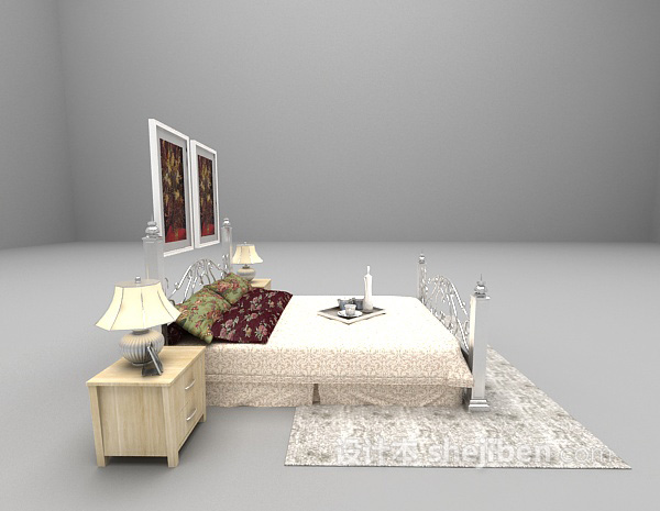 欧式风格简约欧式卧室3d模型下载