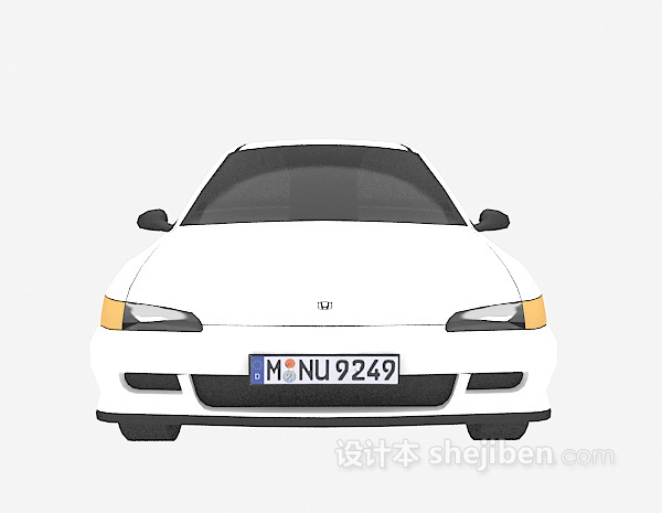 现代风格白色小轿车的3d模型下载