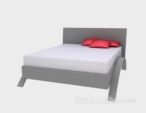 免费简易木质床3d模型下载