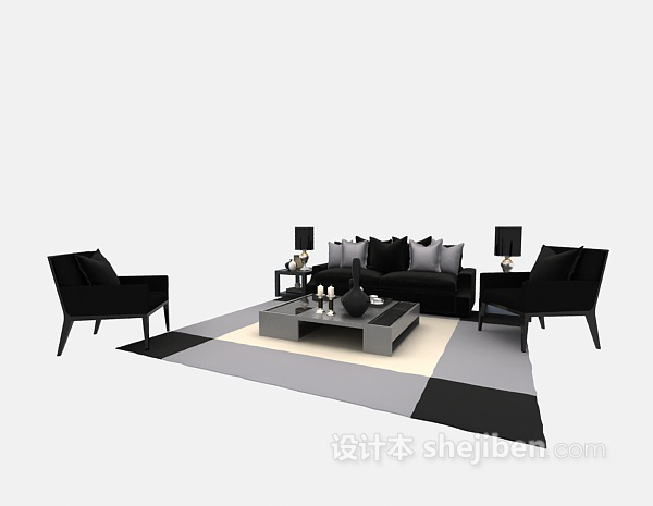 东南亚组合沙发推荐3d模型下载