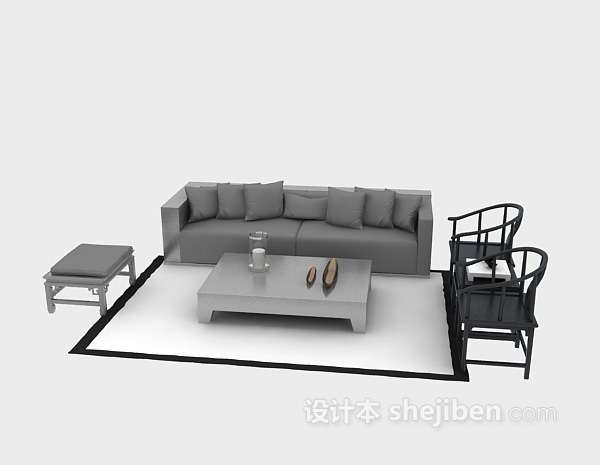 现代风格多人沙发欣赏3d模型下载