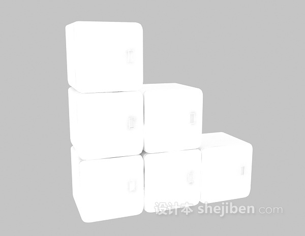 白色储物柜模型3d下载
