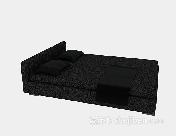 现代风格黑色席梦思床3d模型下载
