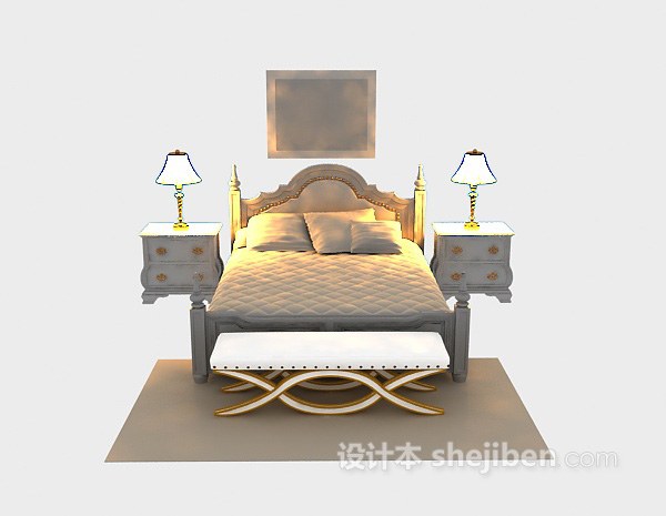 欧式风格欧式木床3d模型下载