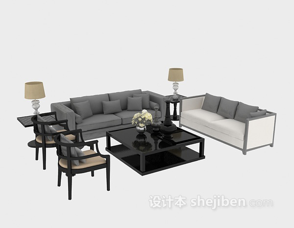 现代风格家居沙发3d模型下载