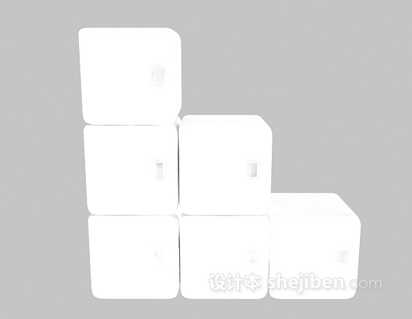 现代风格白色储物柜3d模型下载