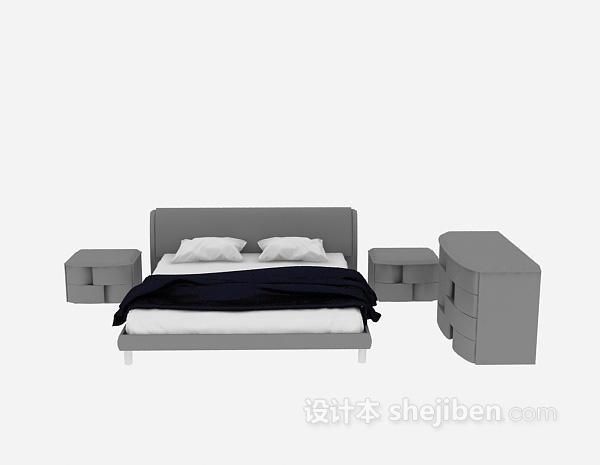 现代风格现代风格床具3d模型下载