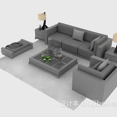 现代简洁沙发组合3d模型下载