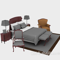 欧式风格床具3d模型下载
